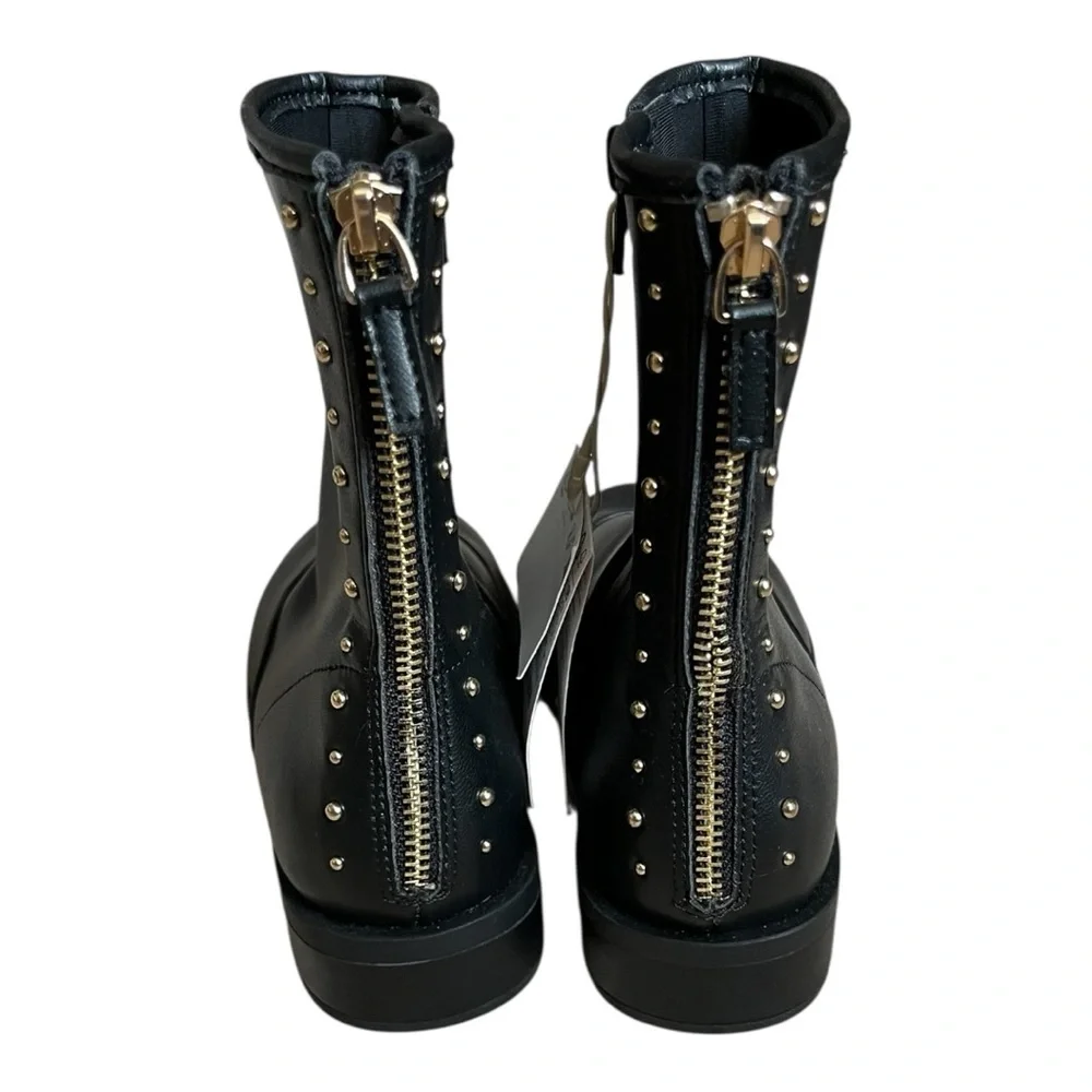 ZARA Kids Studded Black Mid-Calf Boots Size 32 / US 1 Edgy Girls Ankle Zip Boots